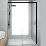 Sliding Transparent Shower Enclosure Black - Image 2