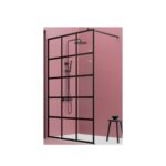 Fixed Transparent Shower Panel With Black Squares