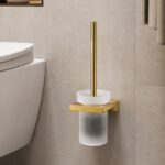 AddStoris Q Toilet Brush Holder Wall-Mounted  Polished Gold - Image 2